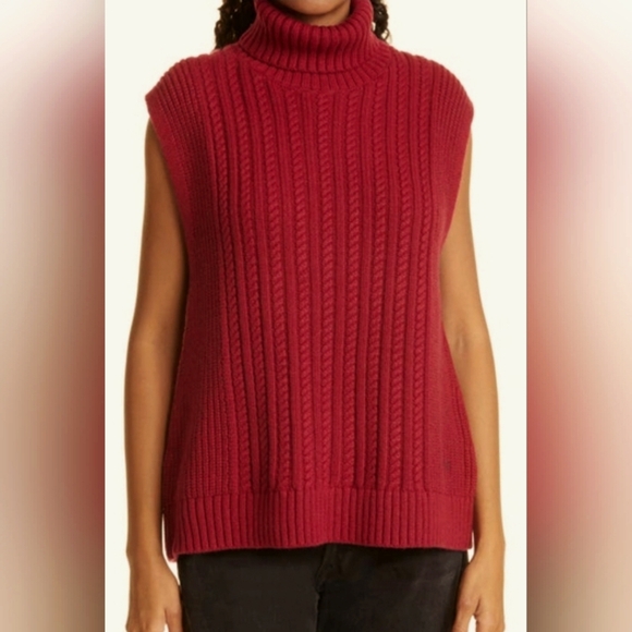 VVB VICTORIA BECKHAM BURGUNDY COTTON AND WOOL SLEEVELESS SWEATER UK Sz M - Picture 1 of 14